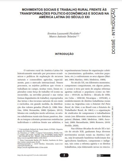 Movimentos sociais e trabalho rural frente às transformações político-econômicas e sociais na América Latina do séc. XXI