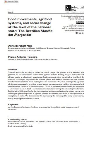 Food movements, agrifood systems, and social change at the level of the national state: The Brazilian Marcha das Margaridas