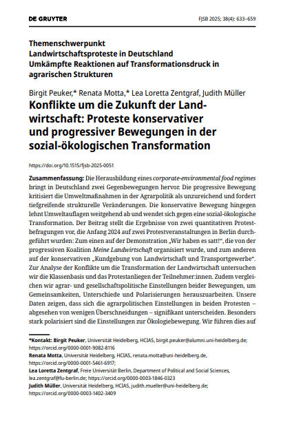 Conflicts over the future of agriculture: protests by conservative and progressive movements in the socio-ecological transformation