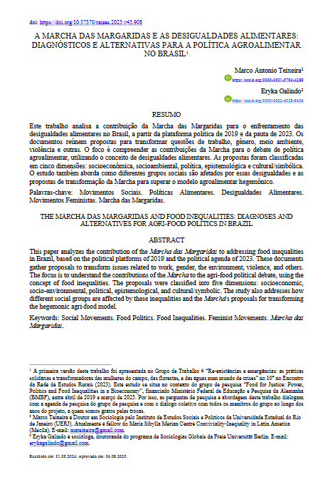 THE MARCHA DAS MARGARIDASAND FOOD INEQUALITIES: DIAGNOSES AND ALTERNATIVES FOR AGRI-FOOD POLITICSIN BRAZIL